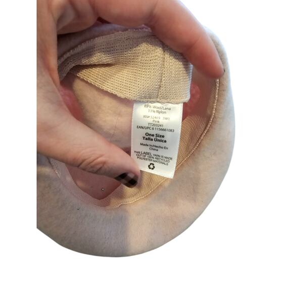Vintage Y2K Womens Wool Blend Beret Hat Light Pink w/ Pears Preppy - Picture 4 of 5